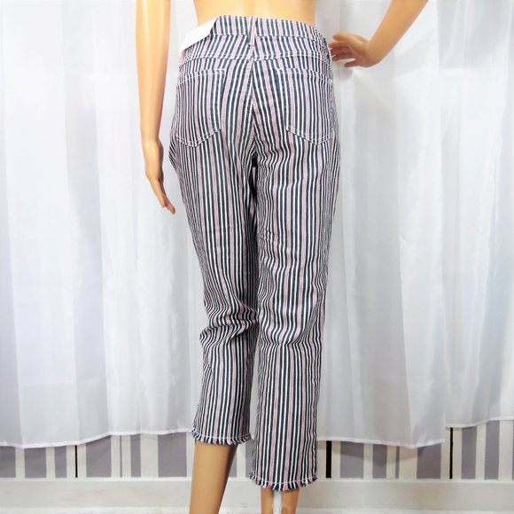 C est. 1946 Denim Striped Skinny Crop Jeans - Picture 4 of 10